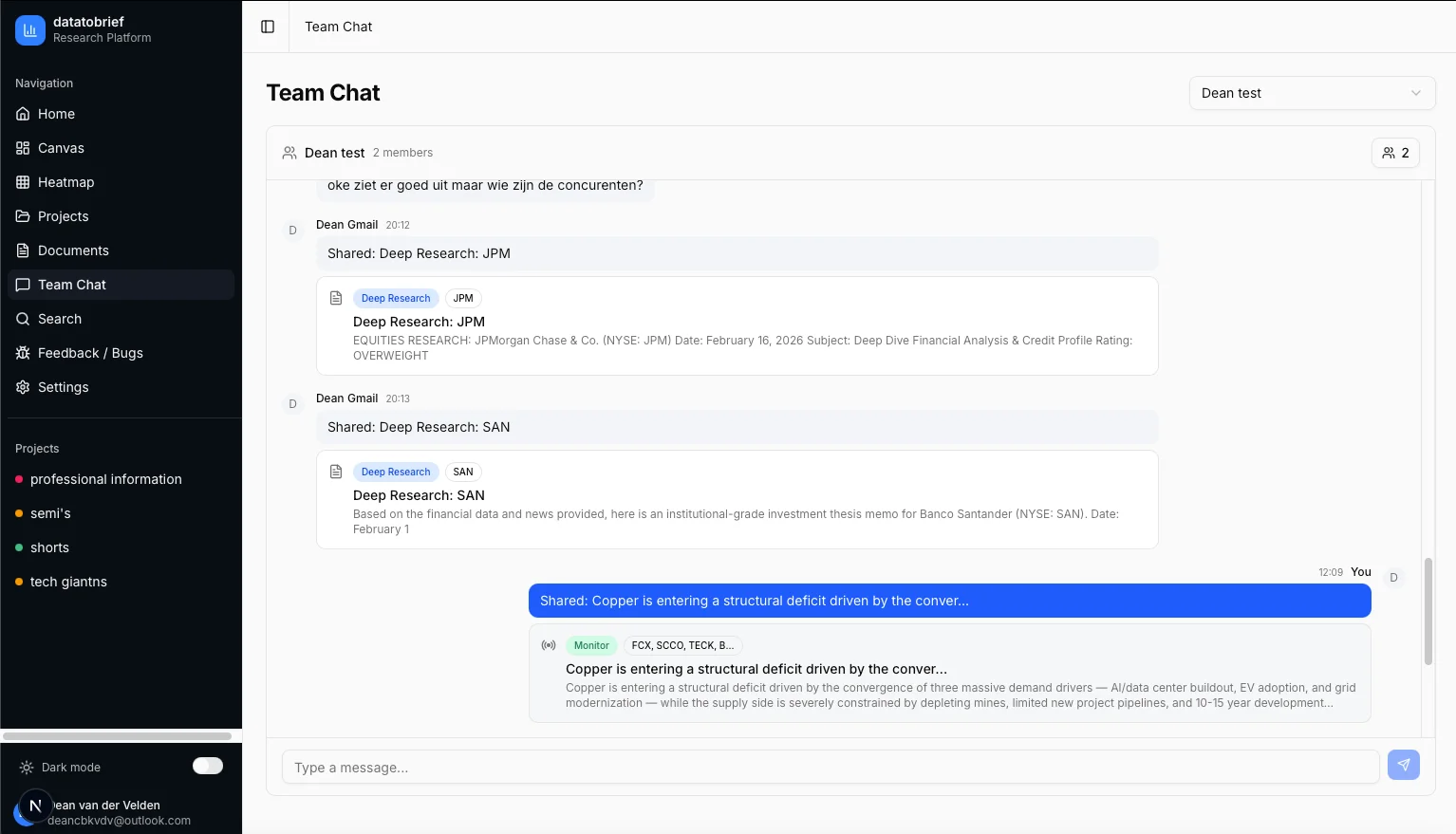 DataToBrief AI Research Chat